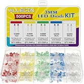 ALLECIN 3MM LED Diode Light Assortment Kit 5 Color Low Voltage Circuit Emitting Diodes Bulb Lamp Set for Christmas Lights Rep