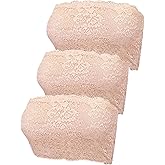 3Pcs Lady Floral Lace Stretchy Strapless See Through Bandeau Tube Top Mock Camisole Bra Insert Overlay Modesty Panel Vest