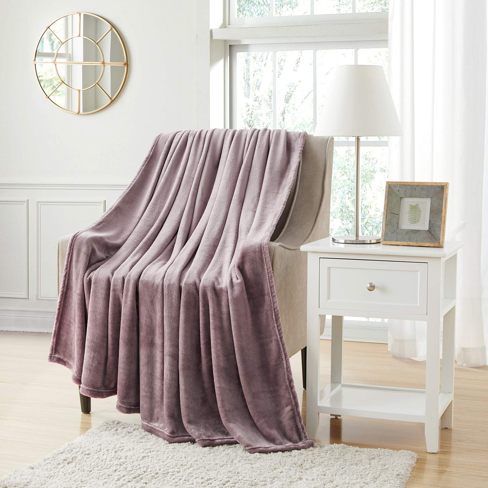 BOURINA Flannel Blanket Throw Lightweight Cozy Plush Microfiber Solid Fleece Blanket,Throw (Lavender, 127x152cm) — image 1