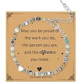 Thank You Gifts for Women Beaded Bracelet Natural Stone Teacher Nurses Appreciation Gifts Christmas for Coworkers Friends Bff Employee Teachers Day Gift Birthday Valentines Day Graduation End of year