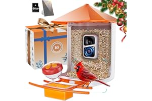 Buenkee Smart Bird Feeder with Camera - 2K HD Live View & Auto Capture, AI Bird Identification, Solar Powered with 64GB SD Card, Real-Time Alerts, 5 DIY Accessories for Birds Lovers