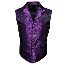 Barry.Wang Dark Purple Paisley Victorian Vest Loki