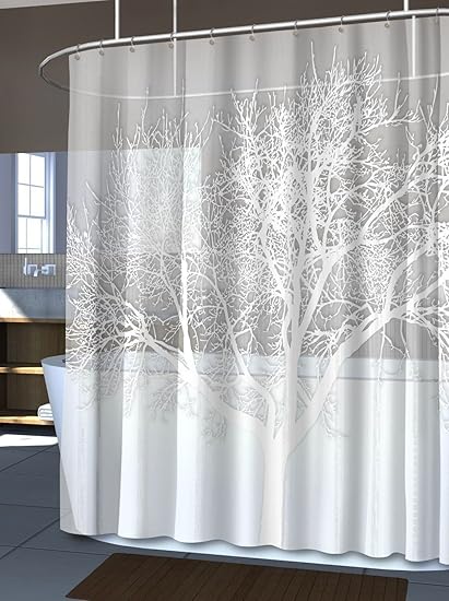 Amazon Com Sawan Shop Pearl White Home Tree Vinyl Shower Curtain