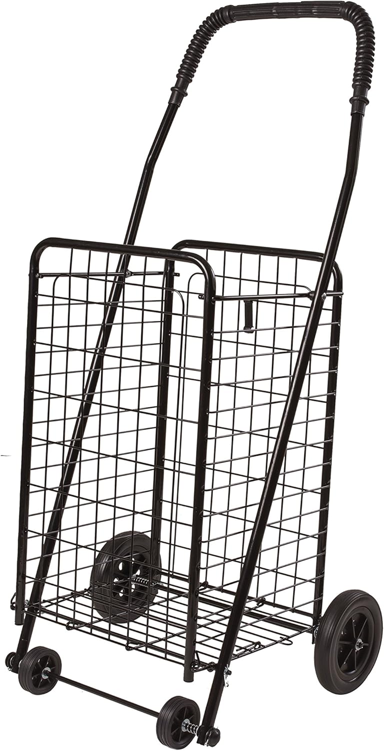DMI Folding Utility Cart on Wheels, Shopping Trolley, Lighweight and Compact, Black: Health & Personal Care