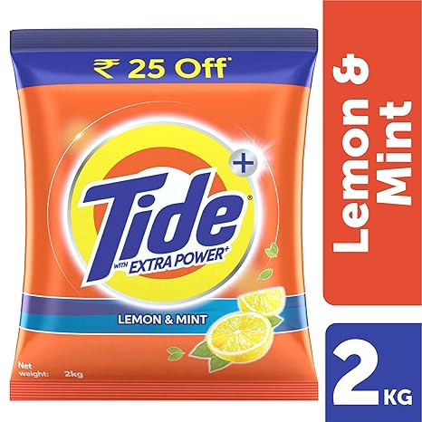 Tide Plus Extra Power Detergent Washing Powder - 2 kg (Lemon and Mint, Rupees 25 Off)