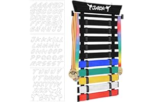 Petpvilit Karate Belt Display Rack with Stickers, 10/12 Martial Arts Belt Display Holder, Taekwondo Belt Jiu Jitsu Belt BJJ Belt Display Hanging Holder for Adults, No Assembly Required