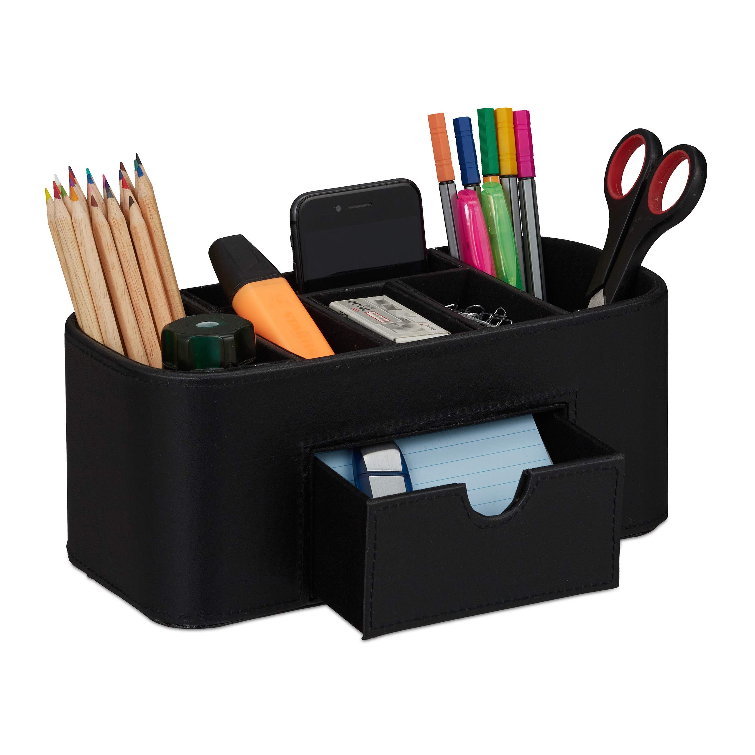 Relaxdays Desk Supplies Organiser, Pencil Holder 10.5 x 26 x 11.5 cm