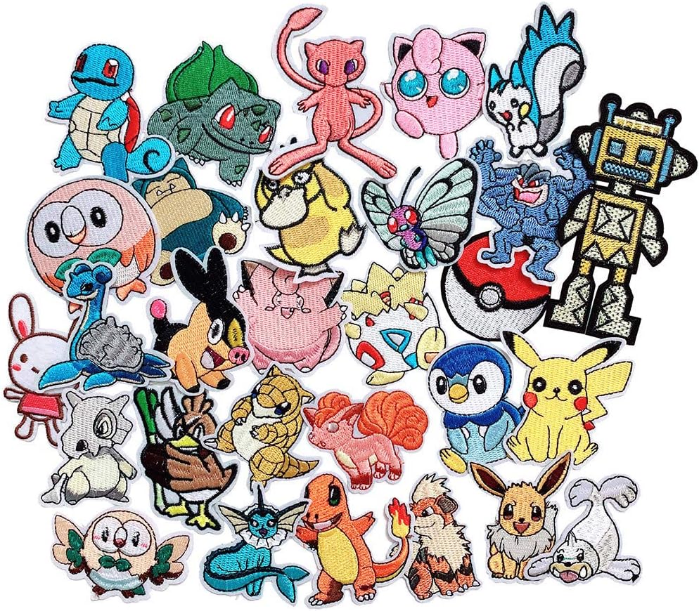 Anrher 30pcs Cartoon Patches Mixed Iron On Embroidered Applique Sew on Patch DIY Clothing Craft Decoration Accessories