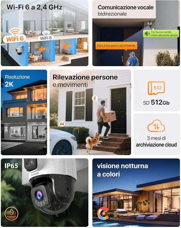 CH9 Telecamera Wi-Fi Esterno Doppia Lente 2K+2K