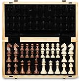 A&amp;A 15" Magnetic Wooden Chess Set, Handmade 3" King Height Chess Pieces with 2 Extra Queen, Portable Travel Chess Set, Chess Game Sets
