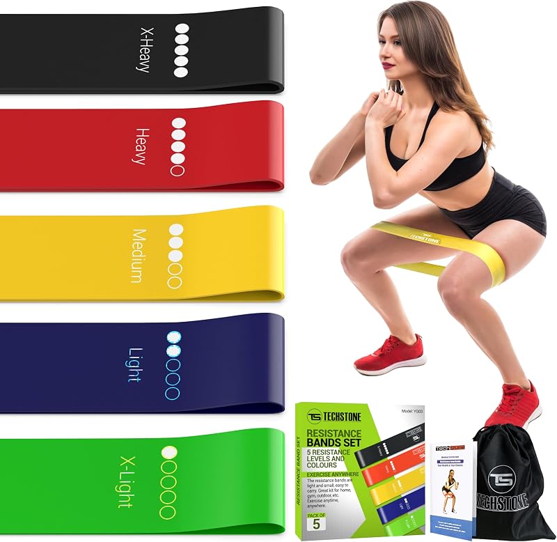 TechStone Resistance Bands Set 5 Levels for Home Gym Yoga Fitness