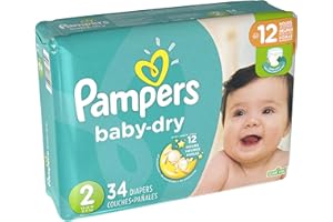 Pampers Baby Dry Diapers Size 2 (12-18 lbs) - Pack of 34 diapers