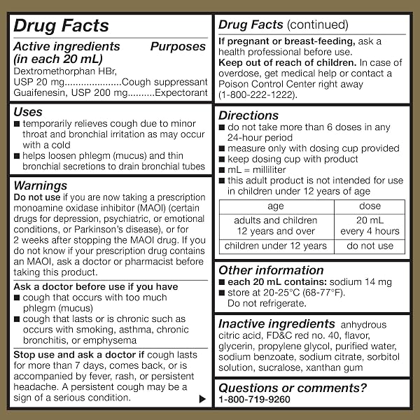 GOODSENSE TUSSIN COUGH SYRUP DM, RASPBERRY FLAVOR, EFFECTIVE RELIEF FOR COUGH AND CHEST CONGESTION, THINS MUCUS, 8 FL OZ