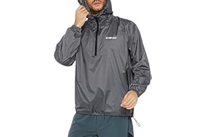 DEMOZU Men's Lightweight Running Cycling Rain Jacket Packable Hooded Windbreaker Jacket