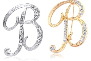 HAFILO 2 pack initial letter brooch pin for women girl 26 letters A-Z fashion brooches collar pins Gold silver
