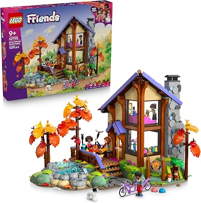 Friends Gemütliche Hütte im Herbstwald - Miniatur Spielhaus mit 4 Minifiguren, 2 Haustierfiguren & Zubehör - Kinderzimmer Deko - Geschenkidee für Mädchen ab 9 Jahren - 42705