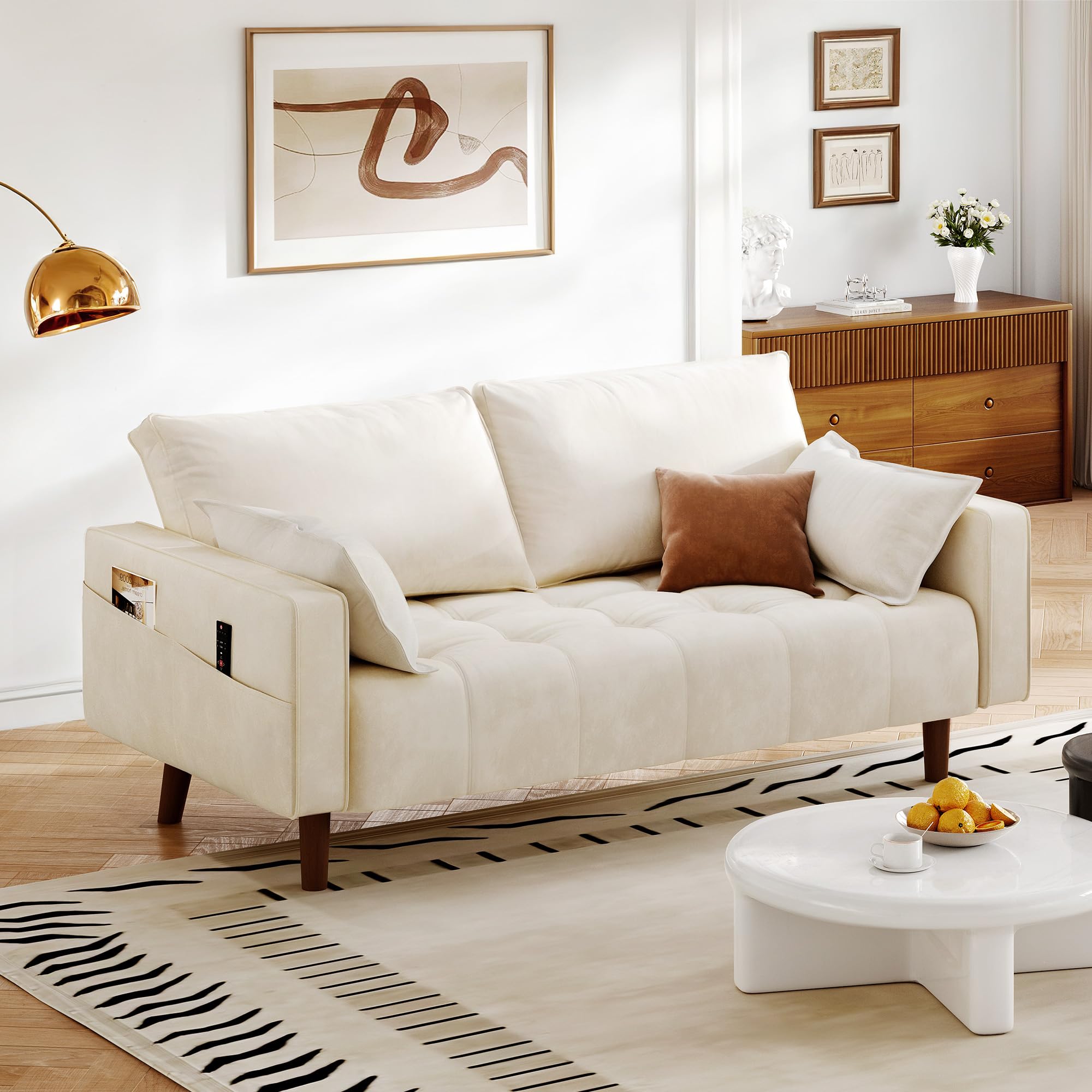 DWVO 56" Loveseat Sofa, Velvet Fabric Sofa Couch for Small Space ...