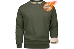 MAGCOMSEN Men's Sherpa Lined Sweatshirts Fleece Pullover Basic Tops Warm Crewneck Winter Sweatshirt