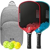 Dinkly Raw Carbon Pickleball Paddles Set of 2/4, T700 Carbon Fiber Rackets with 16MM Honeycomb Polymer Core, 4 Balls and 1 Portable Carry Bag, USAPA Approved Pickleball Set for Men, Women