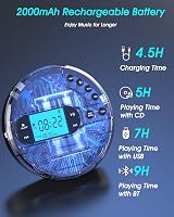 GREADIO Portable CD Player Bluetooth FM Transmitter Rechargeable Battery view 5
