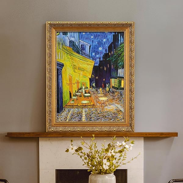 FOLKOR DIY SOLID WOOD FRAME FOR 20X24 CANVAS PAINTING, 2.4″ WIDE GOLD ORNATE, VERTICAL OR HORIZONTAL DISPLAY FOR HOME OFFICE WALL DECOR (EMPTY, NO PLEXIGLASS & BACKING BOARD)