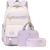 VIDOSCLA Kids Girls Backpack for School 3Pcs Students Bookbag Set Teen Boys Backpack with Lunch Box