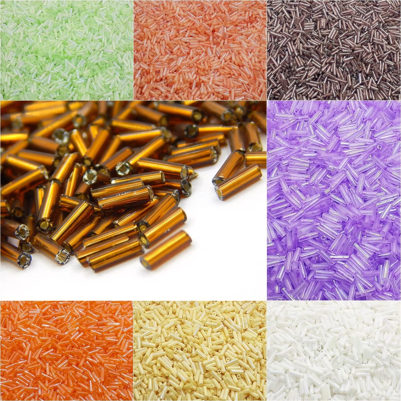 19800 Pieces Bead Kit, Seed Beads, Pin Beads, 6 x 2 mm, 30 Colours Set, 600 g Glass Bugle Tubes, Glass Jewellery Beads