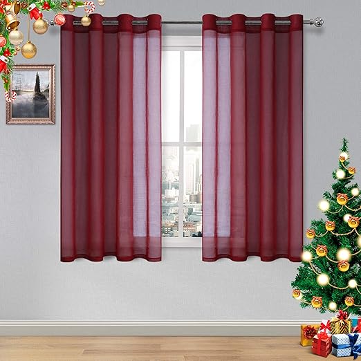 Amazon Com Dwcn Amaranth Red Sheer Curtains Living Room Curtains