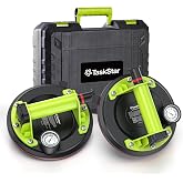 TaskStar Glass Suction Cups to Lift Large Glass: 8" Tile Suction Cup Tool with Pressure Gauge, 450 LBS Max Load, Heavy Duty Vacuum Lifter for Contractor/Tiler/Stone Installer/DIYer