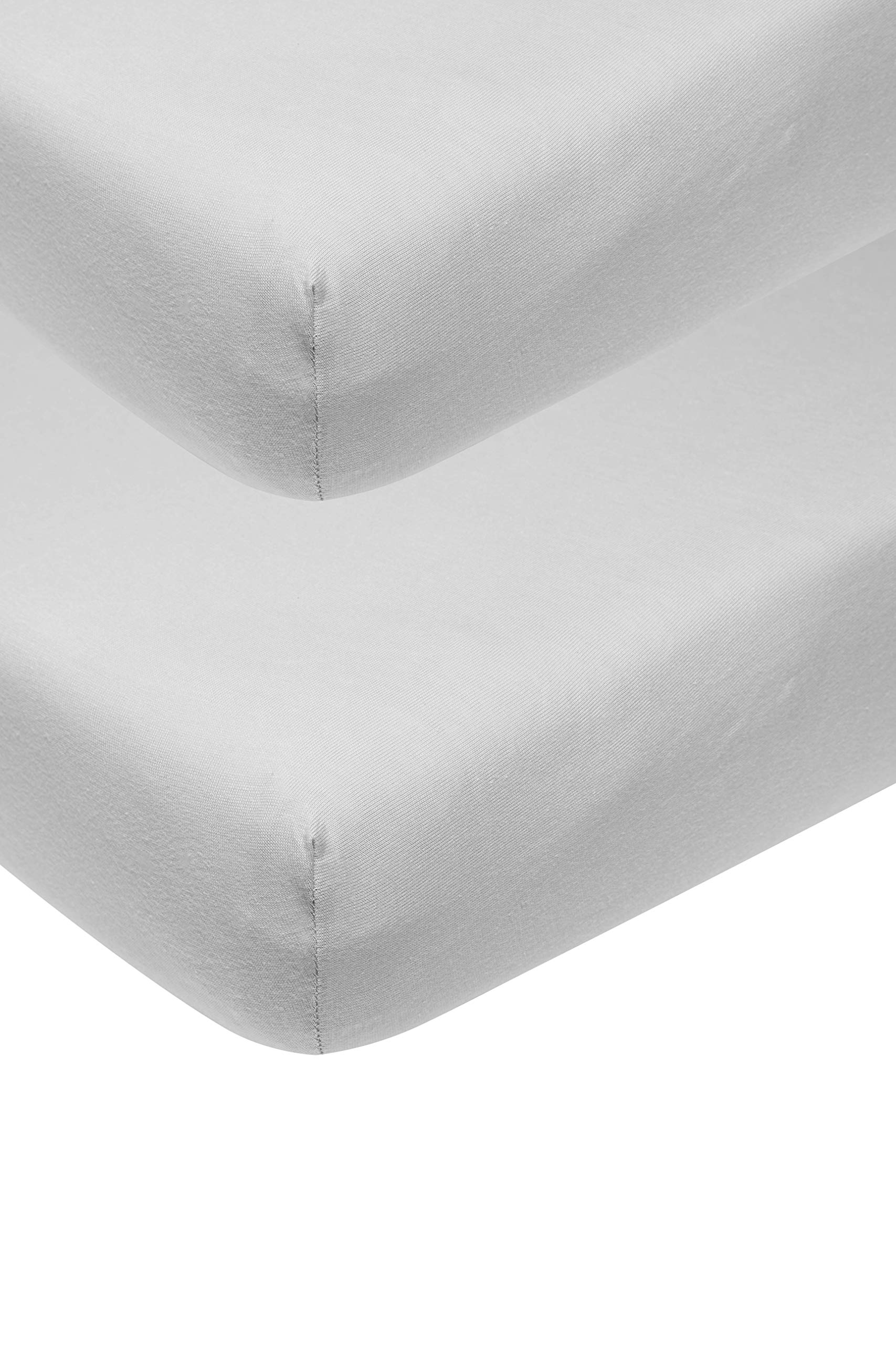 Meyco Baby Plain Fitted Sheets for Baby Cradle (Soft Jersey Quality, 100% Cotton, Perfect Fit Thanks to Elasticated Band, Dimensions: 40 x 80/90 cm), Light Grey