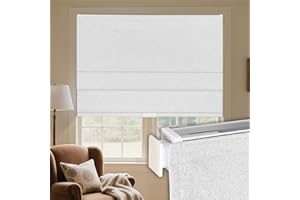Grandekor No Drill Cordless Roman Shades for Windows,52W x 56H,Blackout Fabric Blinds for Indoor Windows,UV Privacy Protection Thermal Insulated,Easy Install,Blocking Roman Blinds for Home,White