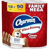Charmin Ultra Strong Clean Touch Toilet Paper, 18 Family Mega Rolls = 90 Regular Rolls (Packaging May Vary)