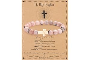 BTYSUN Easter Gifts for Women Cross Bracelets Imperial Nature Stone Bead Bracelet Christian Baptism Gifts for Teen Girls Easter Basket Stuffers for Teens Religious Jewelry