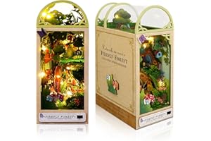 TOMYOUNG 3D Wooden Book Stand Puzzle, DIY Dollhouse Wood Bookends Book Nook Model Building Kit with LED Light for Teens and Adults to Build-Creativity Gift for Christmas(Firefly Forest)