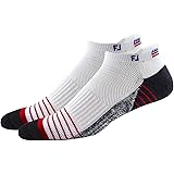 FootJoy TechSof Tour Flag Roll Tab 2-Pack Socks, White, Fits Shoe Size 7-12