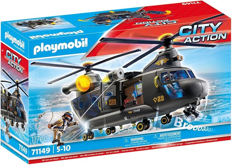 City Action 71149 Forças Especiais Banana Helicopter, com módulo de luz e som, Brinquedos para crianças a partir dos 5 anos