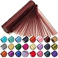 Trimming Shop Organza Roll Snow Sheer Glitter Fabric 25m x 29cm for Wedding Venue, Chair Bow Sash, Table Runner, Christmas Event, Party Decoration, DIY Craft Projects, Burgundy