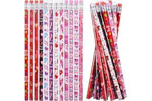 emzrivo 24 Pieces Valentine's Day Pencils Valentines Pencil Bulk Holiday Pencils with Top Erasers Pencils for Valentine's Day Gifts Party Favors Classroom Rewards School Supplies, 12 Style(24)