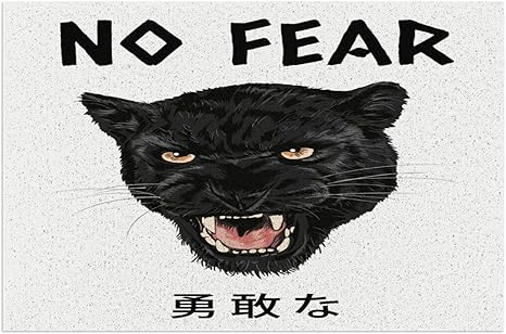 Amazon 室内 屋外用 天然コイア繊維 春 夏 ドアマット 40x60cm 恐れのないスローガンとヒョウの頭の日本語は勇敢な意味 装飾 屋内屋外 防水 お手入れ簡単 新年の装飾 玄関マット オンライン通販