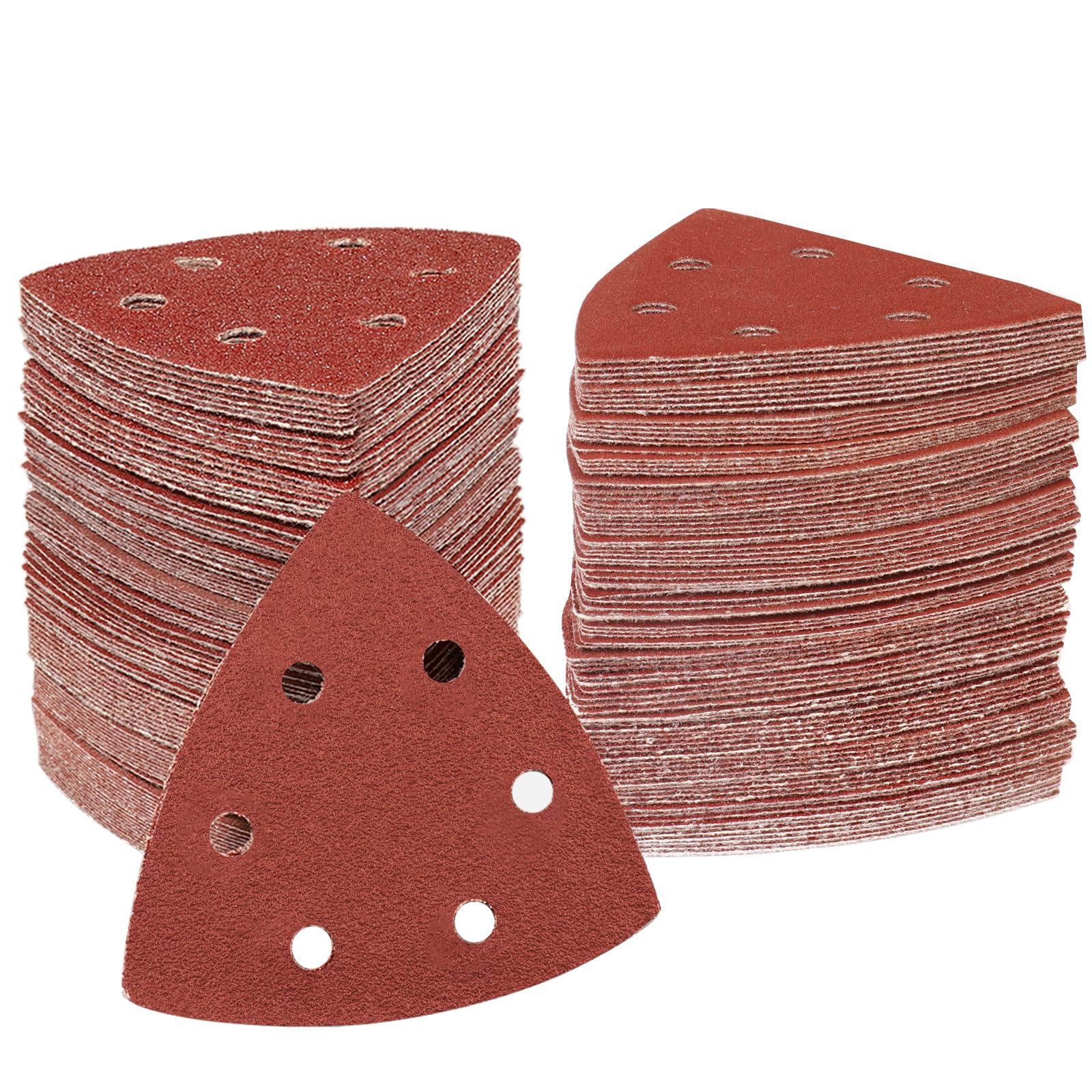 STEBRUAM Delta-Triangle Sanding Sheets,Sanding discs 60 Pieces Detail Sander Pads 6 Holes Triangle Sandpaper 80 Grits Triangle Sanding Pads 93 x 93 x 93 mm Sander Sheets — image 1