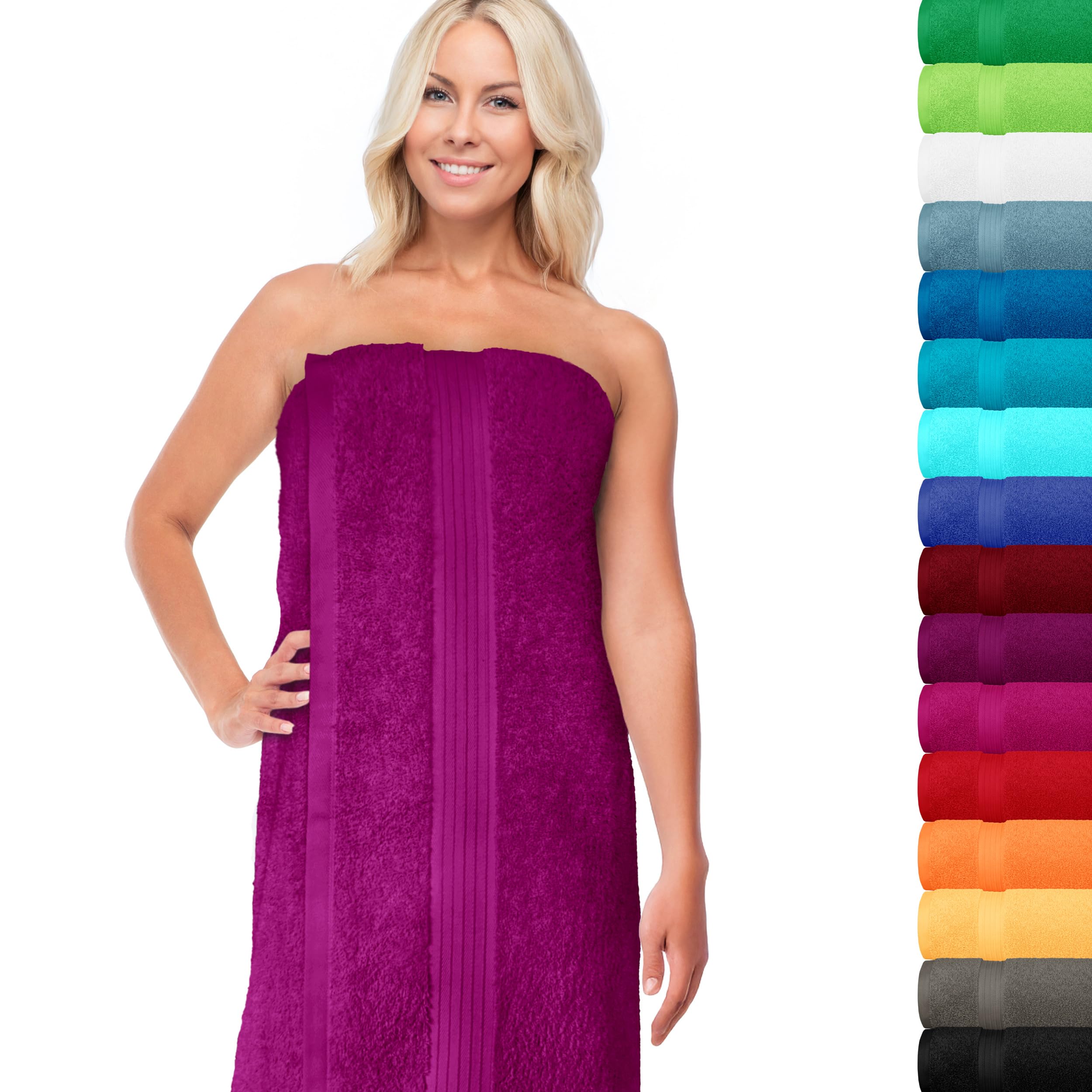 Lashuma® Towel Series – Available in 16 Colours and 6 SizesFace Cloth/Guest Towel/Hand Towel, Bath Towel, Shower Towel/Sauna Towel, 100% Cotton, Orchidee Violett, 70 x 200 cm