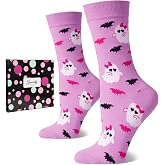 ZhiNuSi Halloween Socks for Women, Cute Novelty Cotton Crew Socks Gift Box | Fun Spooky Prints with Jack o'lanterns Bats, Ghosts, Soft Boo Basket Stuffers Gifts for Girls & Adults, Fits US Sizes 6-11
