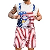 Bindefon Bibs Overalls Men Adjustable Straps Coveralls Shorts Printed Jumpsuit Male Romper