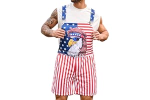 Bindefon Bibs Overalls Men Adjustable Straps Coveralls Shorts Printed Jumpsuit Male Romper