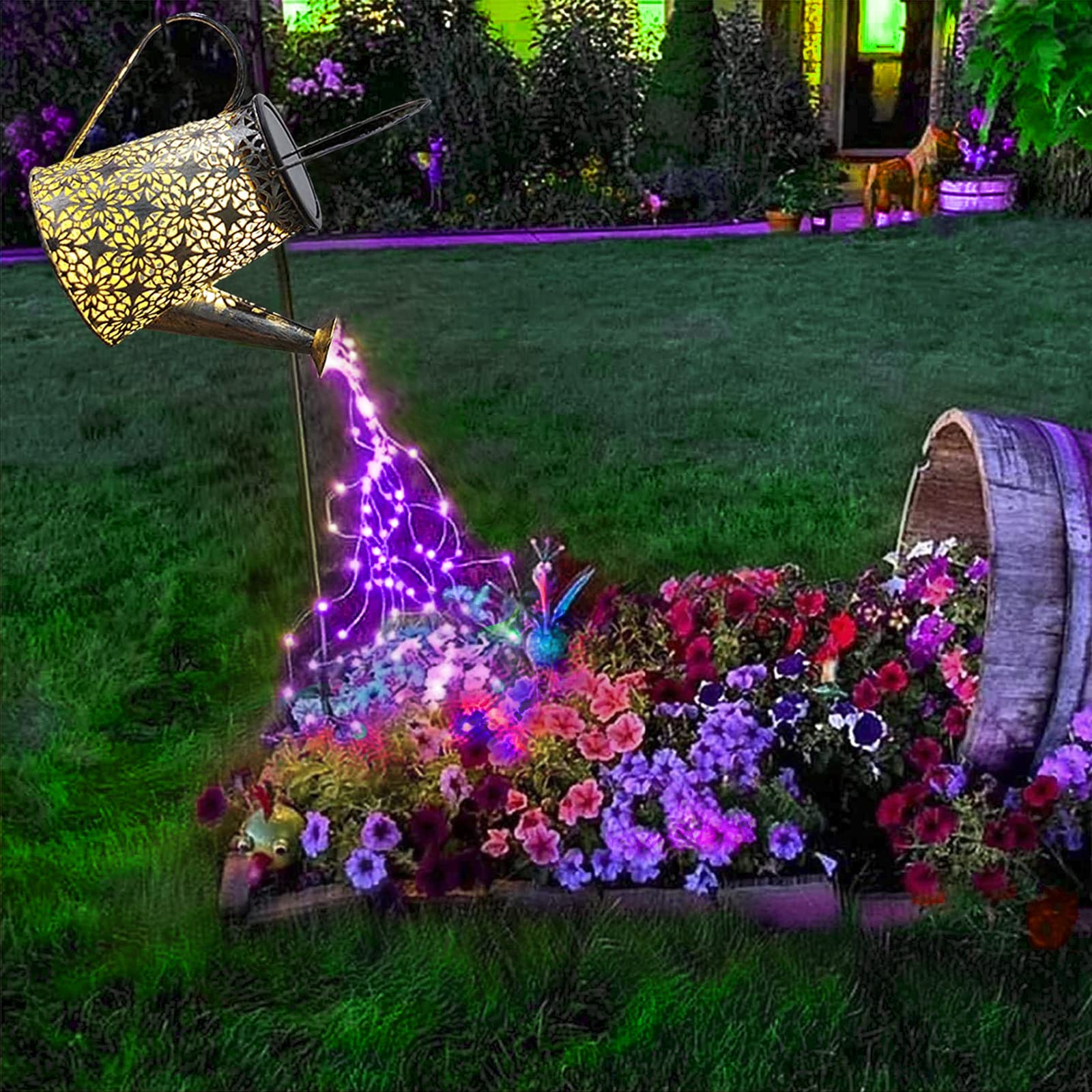 Photo 1 of VOOKRY Solar Watering Can Lights, Large Hanging Solar Lights Outdoor Waterproof Garden Decor for Yard Porch Lawn Patio Outside Gardening Gifts for Mom Grandma Women Birthday(Purple)