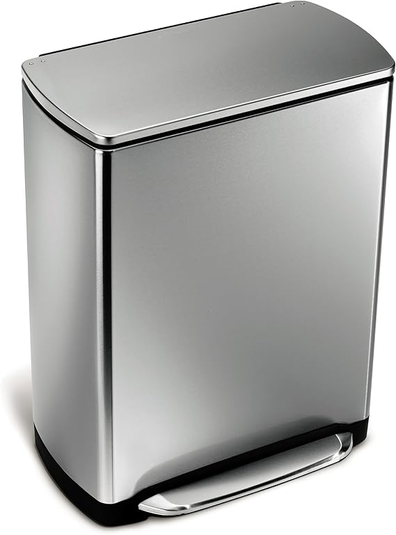 simplehuman WidePedal Rectangular Bin, 50 L FingerprintProof