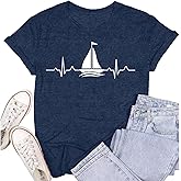 SUWATOIN Sailing Shirts for Women Boat Lover T-Shirts Nautical Sailor Tee Tops