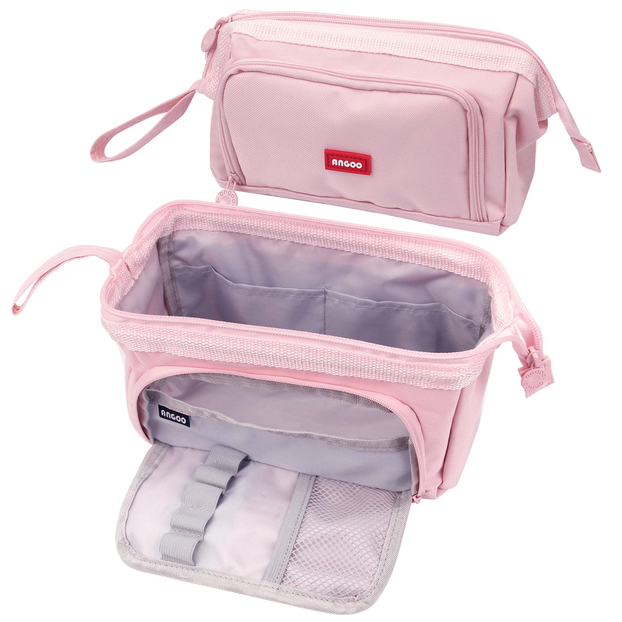 Large Pencil Case Big Capacity Pencil Bag Portable Pencil Case School Supplies Suitable for Middle High School College Students Girls Boys Teen Storage Organizer Gift (Pink)