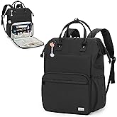 LoDrid Nurse Backpack, Heavy Duty Work Backpack for Men & Women, Steel Frame Top, 15.6" Laptop Layer, Zip-Top Closure & Inner Padded, Black
