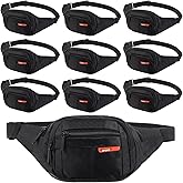 Reginary 9 Pcs Fanny Packs for Women & Men, Black, Water Repellent, Adjustable Waistband, Running Waist Packs